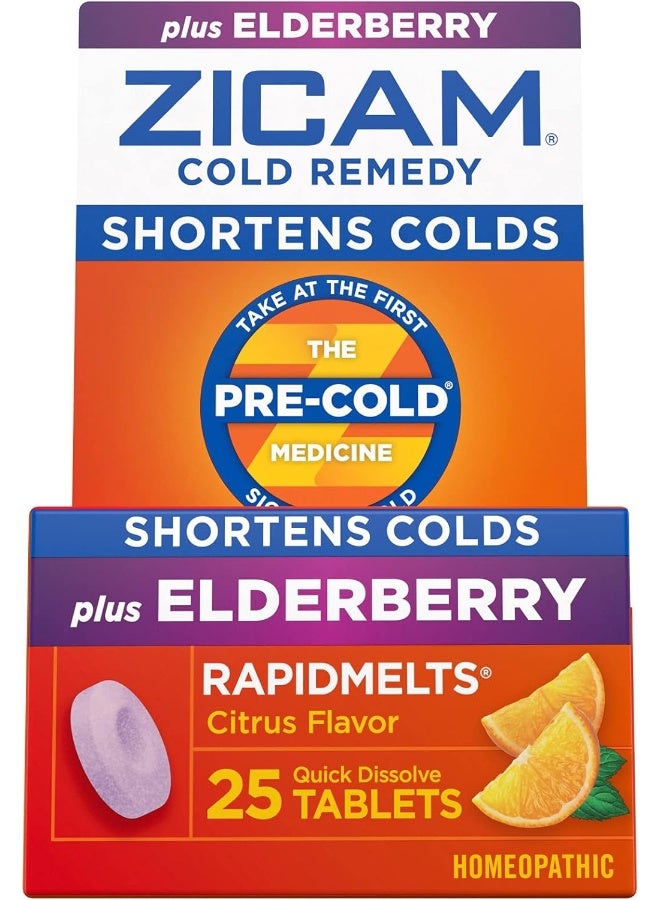 Zicam Cold Remedy Rapidmelts, Elderberry Citrus Flavor, 25 Count (Pack Of 1) - Image 1